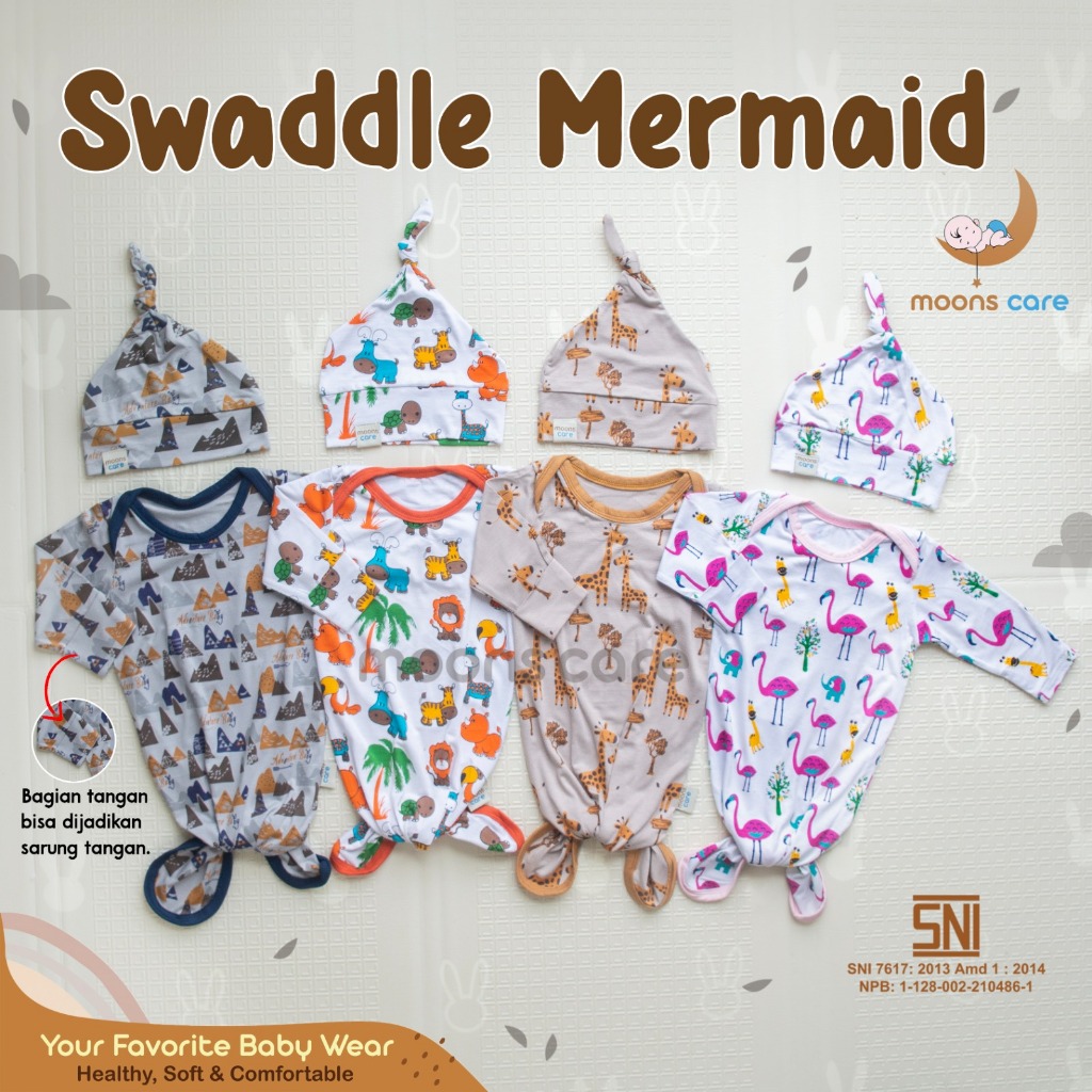 Mermaid Swaddle Motif bedong instan bedong sleepsuit swaddle baby Swaddle Gown Bodysuit lengan panja