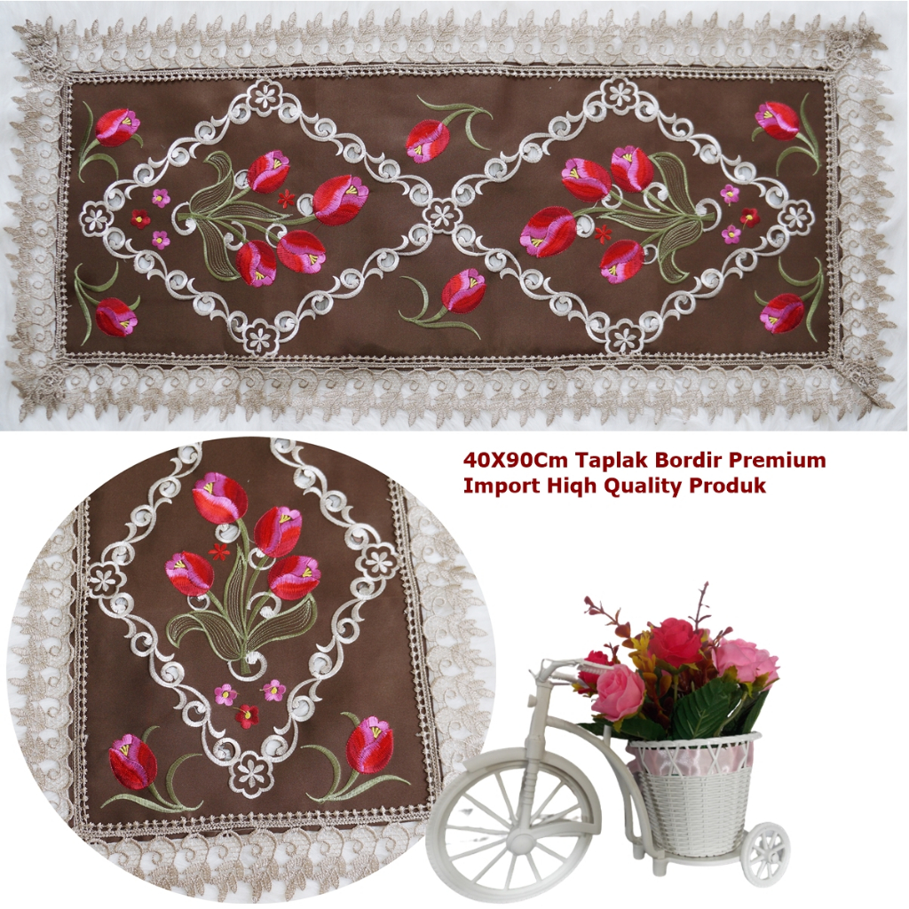 TAPLAK MEJA TAMU BORDIR KERANCANG / TAPLAK MEJA TAMU SHABBY CHIC / TAPLAK MEJA TAMU IMPORT RENDA COK