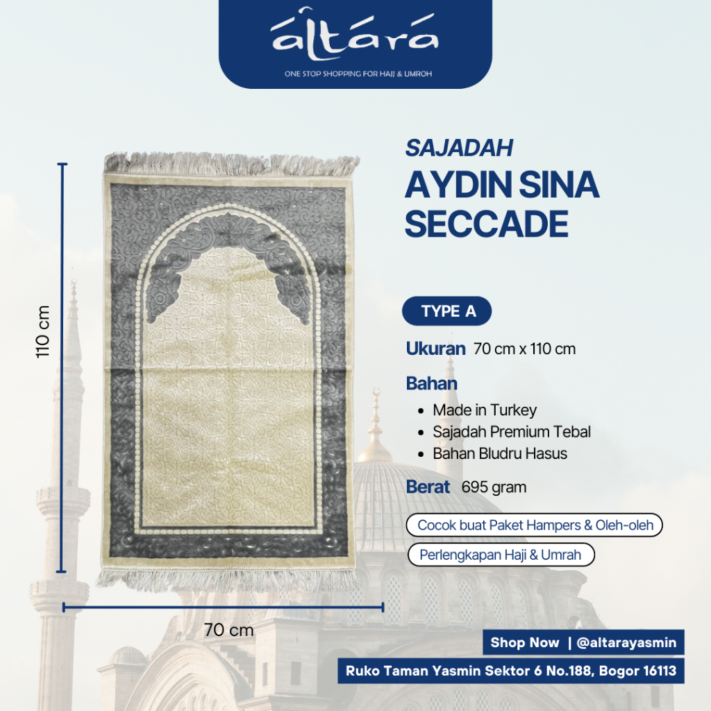 Altara | Sajadah Aydin Sina Seccade Asli Turki Sajadah Tebal Oleh Oleh Haji Umroh