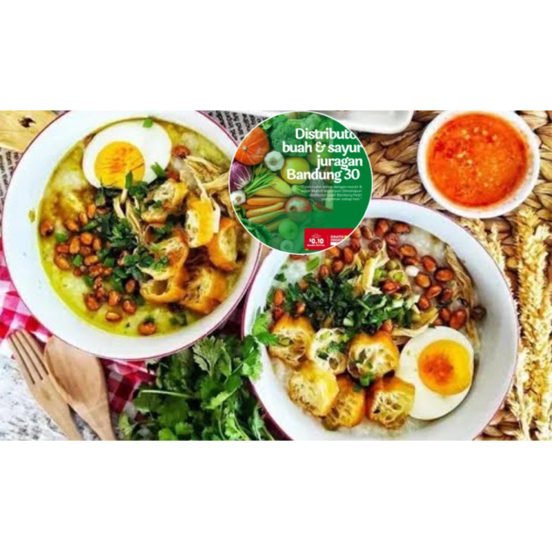 

Bubur ayam spesial Bandung/bubur ayam ati ampela/ harga per 1 porsi