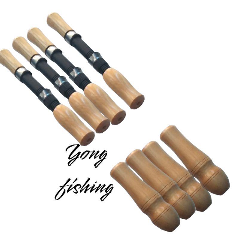 gagang joran spinning kayu pinus polos+real seat