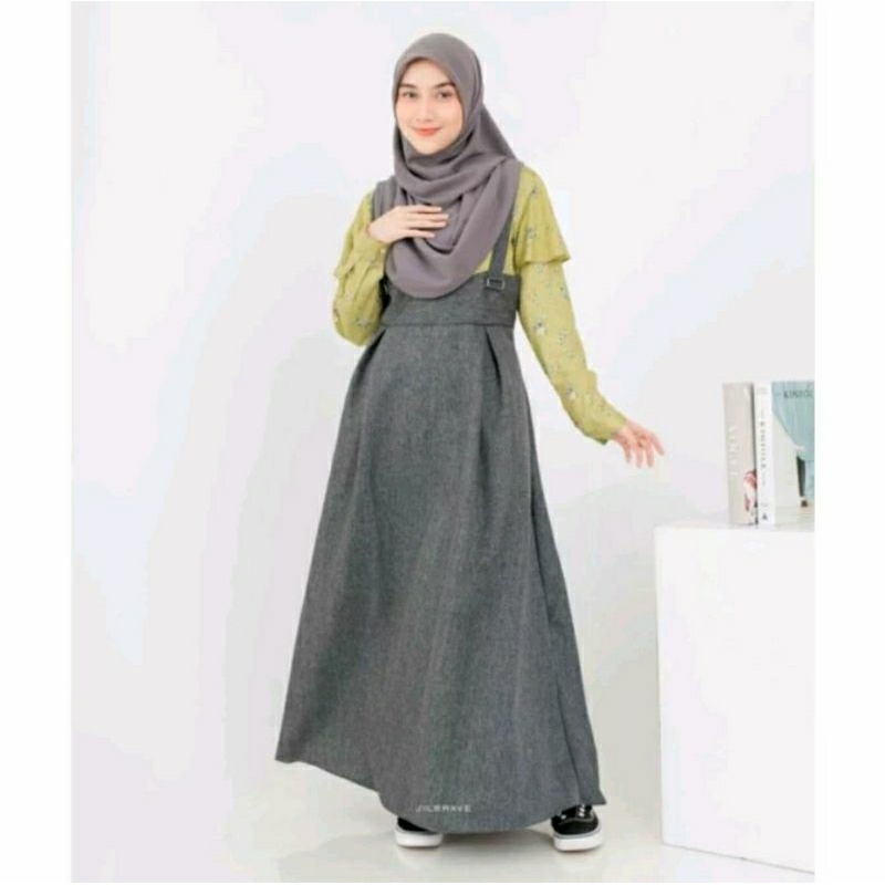 QIANA OVERALL JILBRAVE | Gamis Overall Vintage Korean Style Motif bunga manis