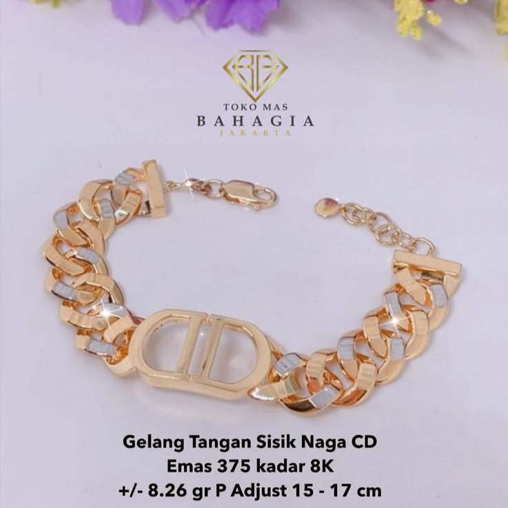 Gelang Tangan Sisik Naga CD Emas 375 Kadar 8K