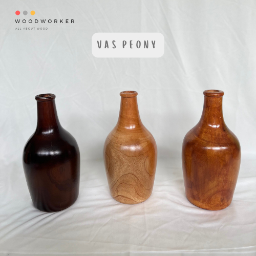 WOODWORKER Vas Bunga Kayu Aesthetic Pot Hiasan Ruang Tamu Wooden Vase Peony Dekorasi Rumah Minimalis