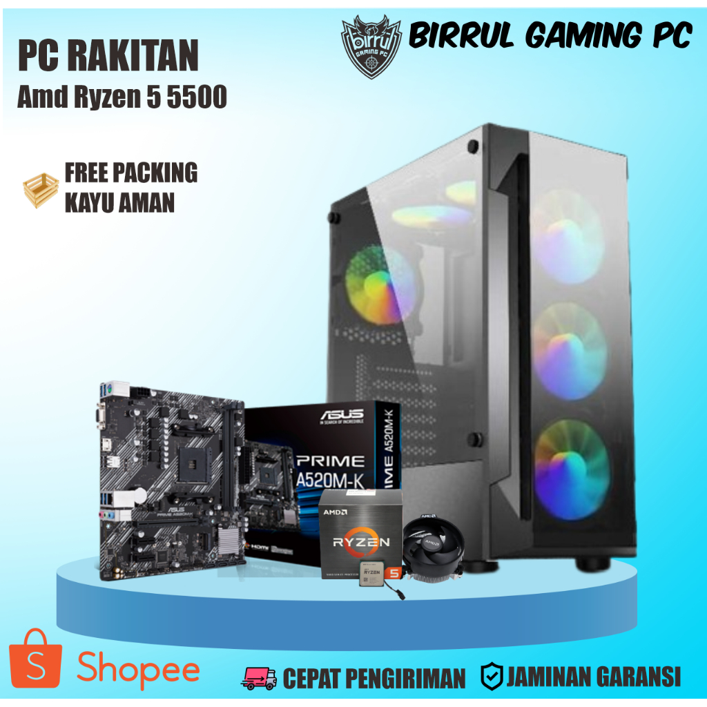 PC GAMING RYZEN 5 5500 I 16GB I 120GB I 500GB I RX 6500 Xt 4Gb