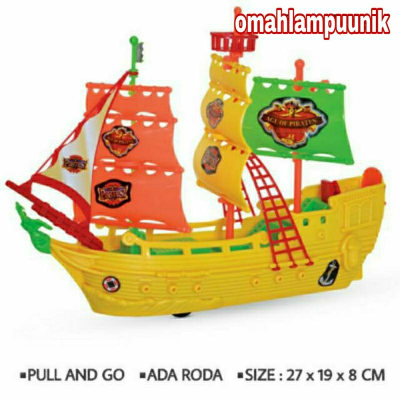 MAINAN ANAK KAPAL PERAHU LAYAR BAJAK LAUT PULLBACK SNI MURAH/ MAINAN KAPAL BAJAK LAUT