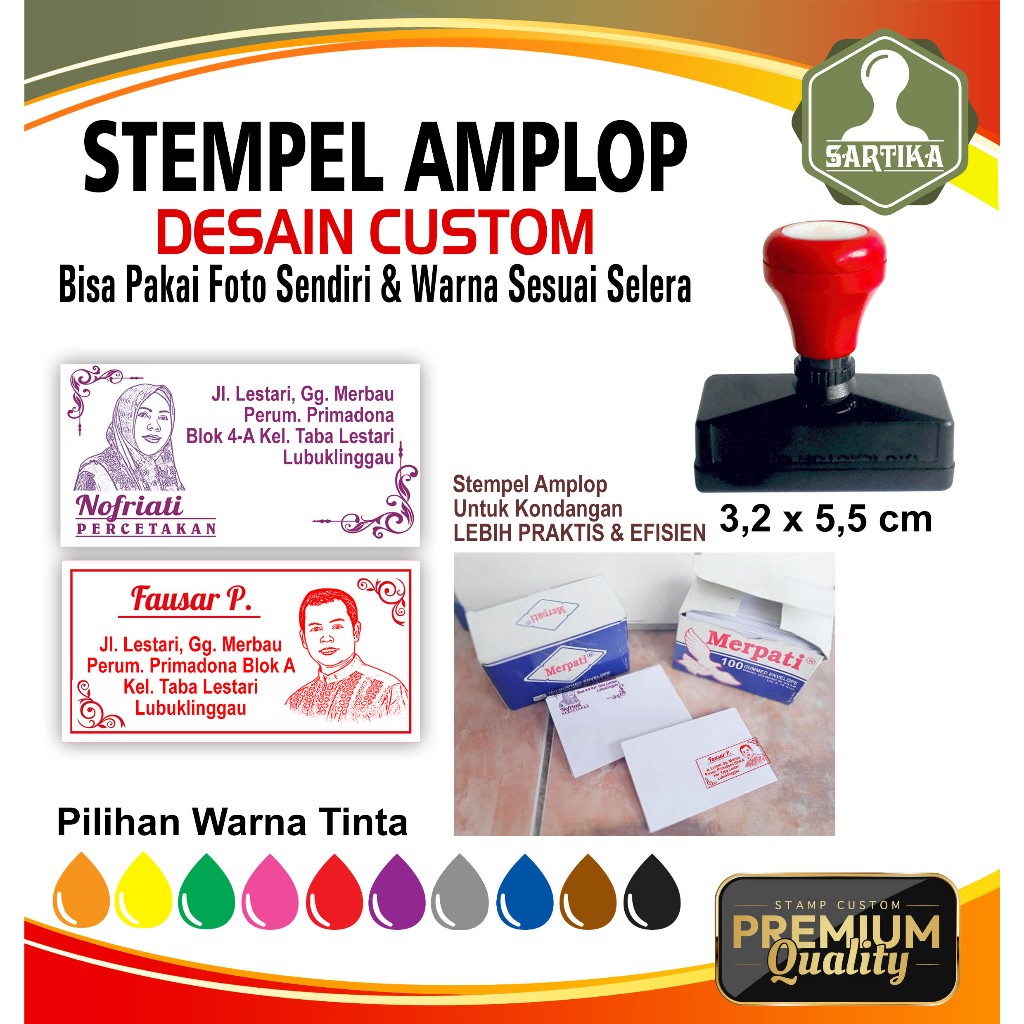 

Stempel Amplop Kondangan, Stempel Custom, Foto, Nama & Alamat