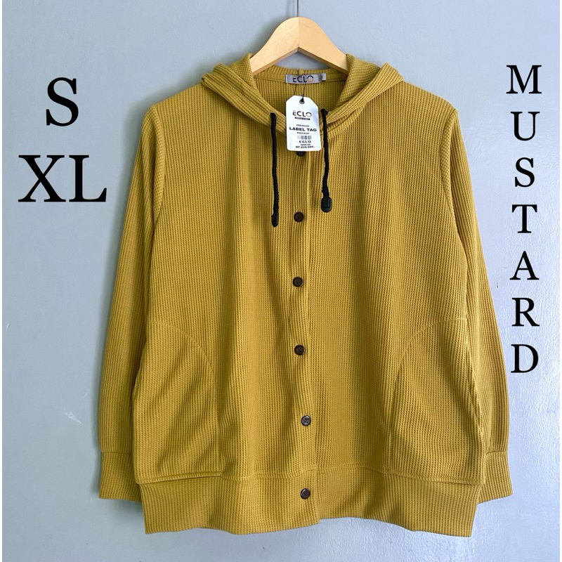 Eclo jaket hoodie bahan wafel