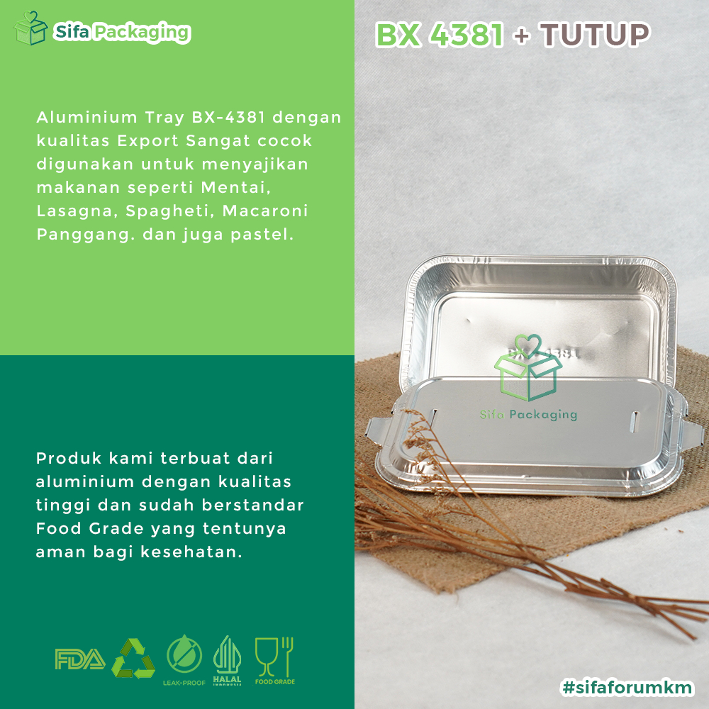 BIG PROMO Alumunium Foil Tray BX 4381 + Tutup Macaroni Schotel Pastel Tutup Lasagna Mentai Rice