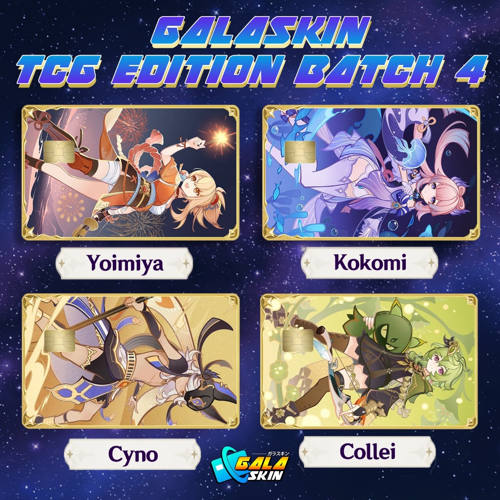 Stiker Sticker Skin Kartu Atm Genshin Impact Yoimiya Kokomi Collei Cyno TCG Special Hologram AR | GA