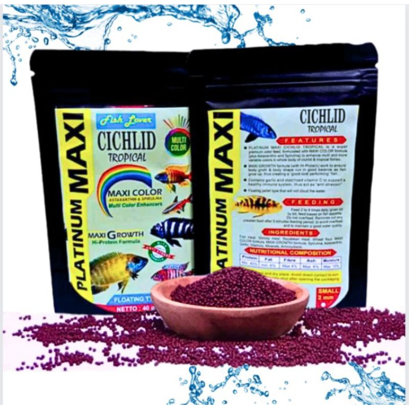 MAKANAN IKAN FISH LOVER PLATINUM MAXI CICHLID TROPICAL 40GR