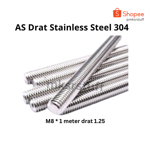 M8 Ulir 1.25 - AS Drat Stainless Steel 304 - SS304