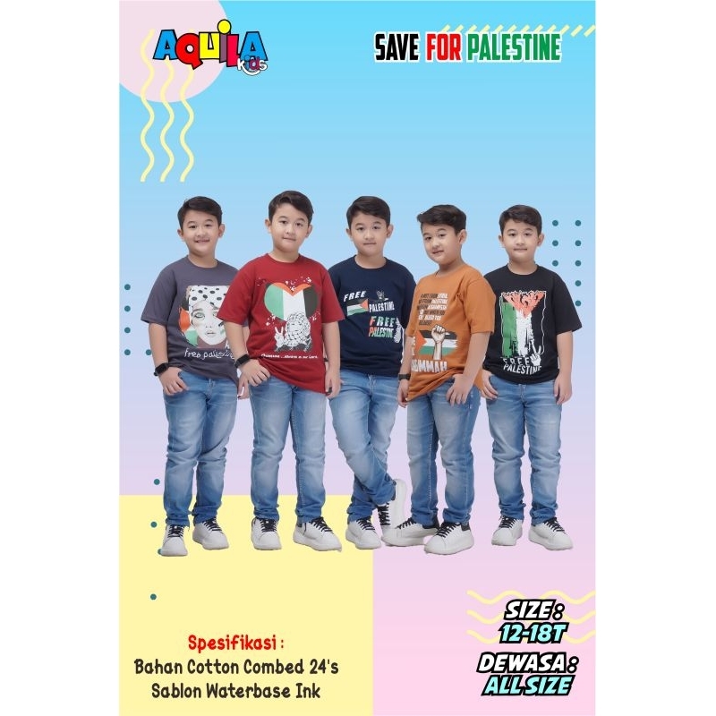 Kaos Anak Pendek Palestina/Kaos Couple Anak & dewasa Palestina