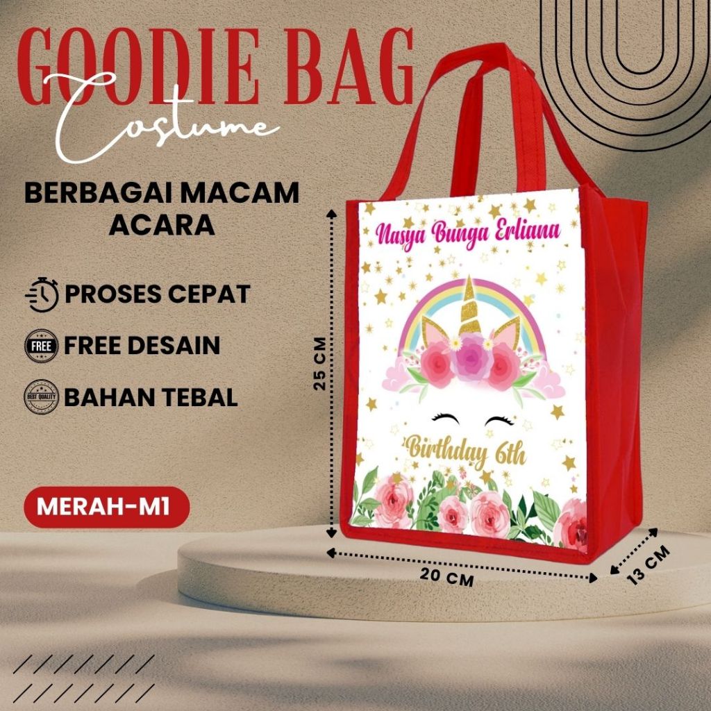 

(GOODIE BAG) Tas Bingkisan Ulang Tahun Souvenir Ultah Anak Unik Model Potrait Goodybag Custom Free Foto