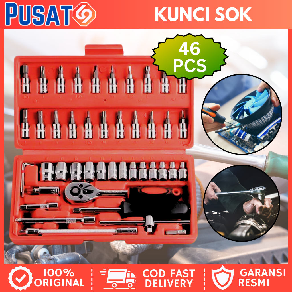 Kunci Shock Set Tekiro Kunci L Set Lengkap Kunci Sok Pas Set Tool 46 Pcs Ring