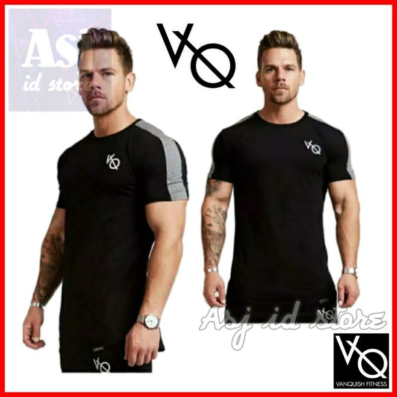 KAOS VQ STRIPE PUTIH - Baju olahraga gym fitnes pria vanquish vq distro best quality