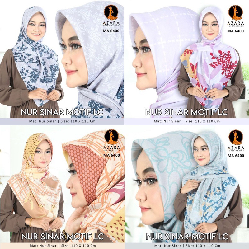 Hijab Segi4 gliter motif azara