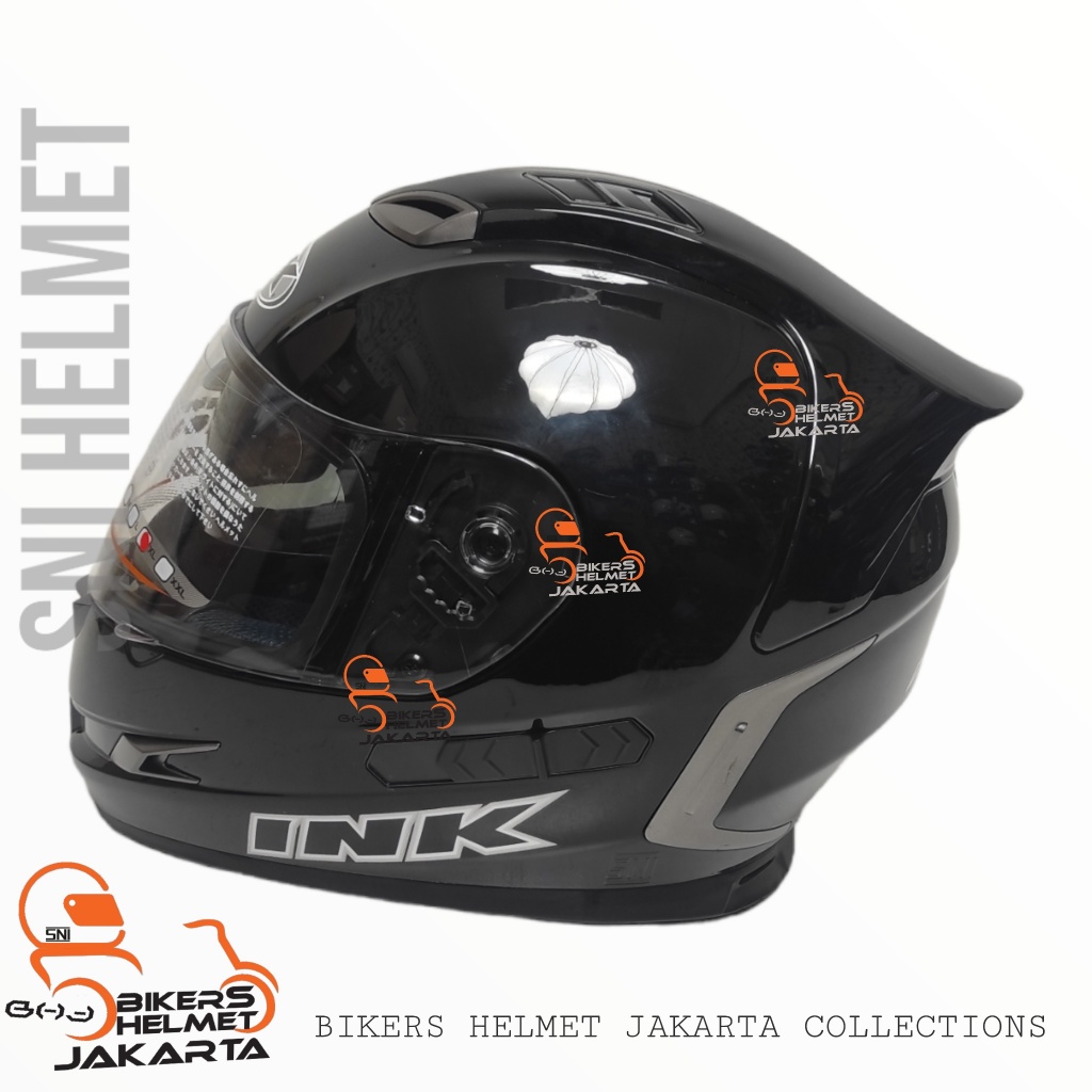 HELM INK STEALTH SOLID BLACK METALIC DOUBLE VISOR FULL FACE