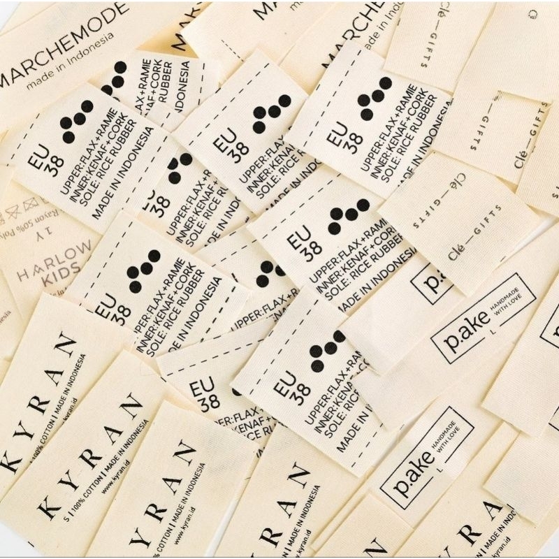 

katun piterban tebal lebar 4cm label baju minomal 200pcs