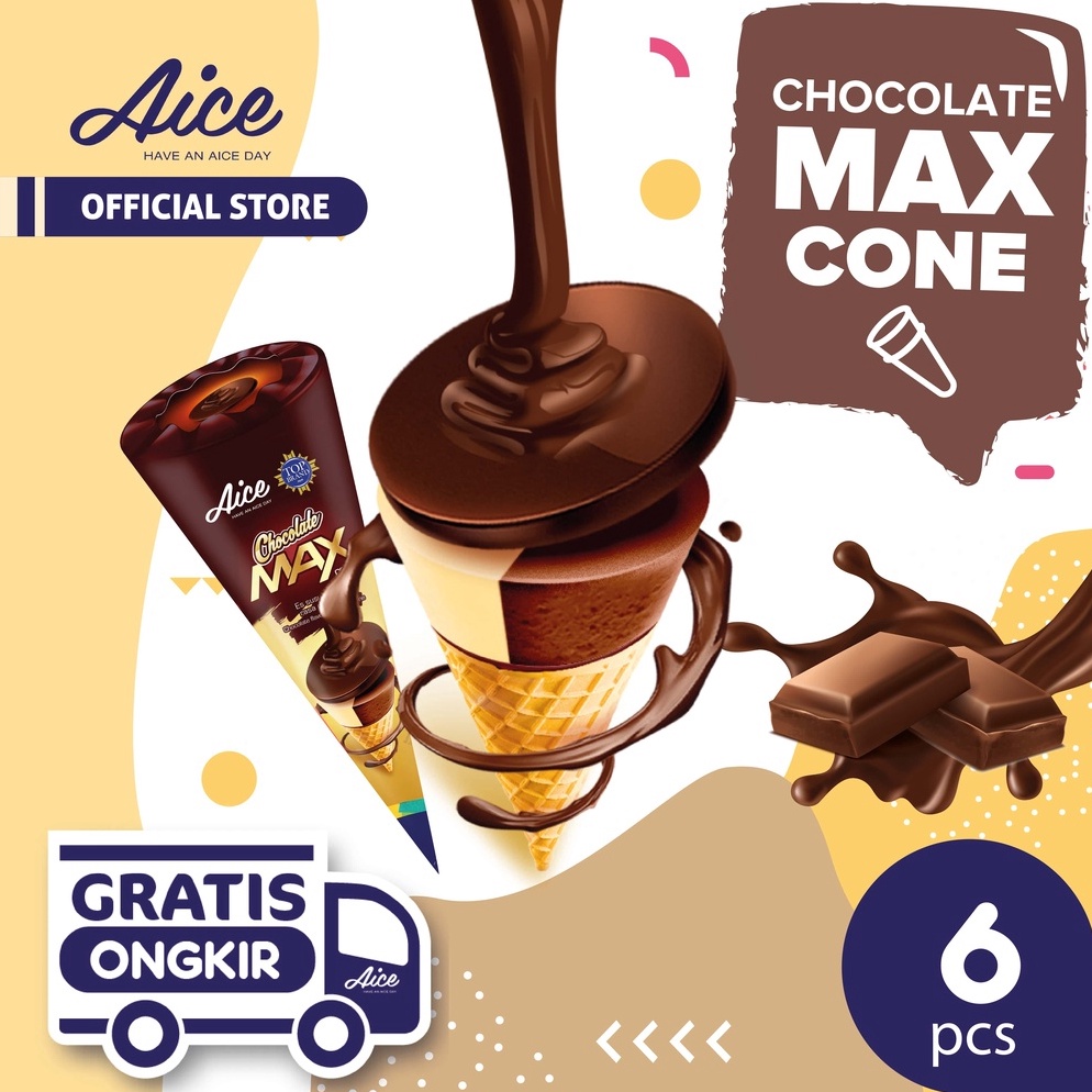 NEW AICE Ice Cream Chocolate Max Cone isi 6 pcs eskrim
