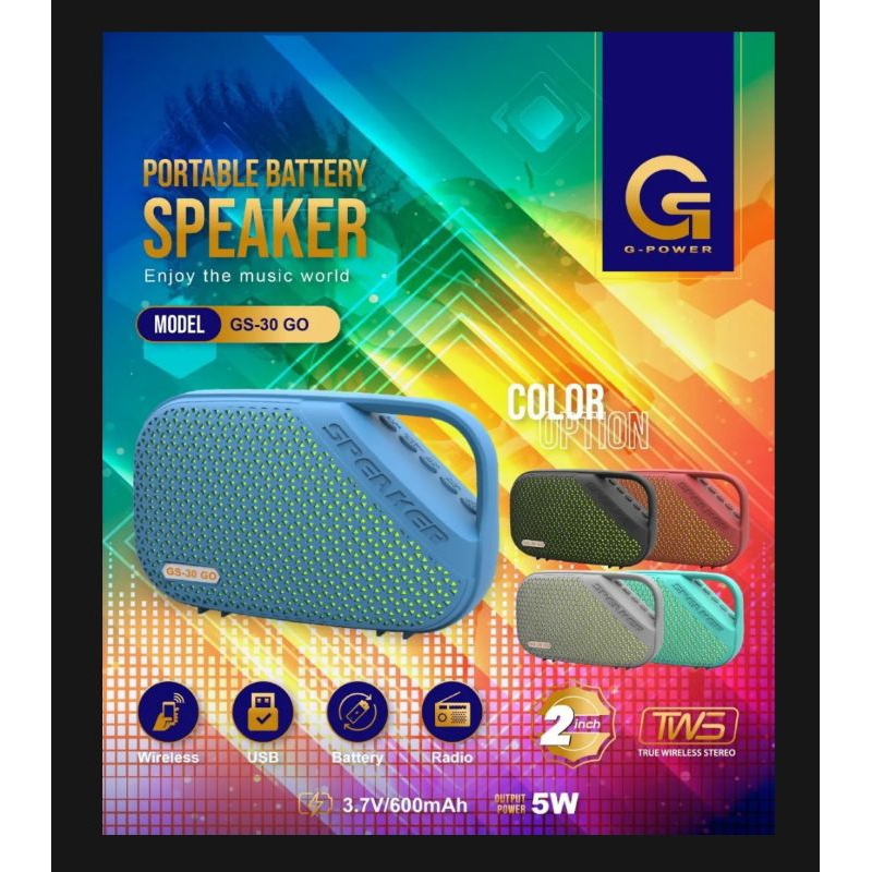 GPOWER Speaker Bluetooth portable wireless GS-30 GO Full warna Garansi Resmi