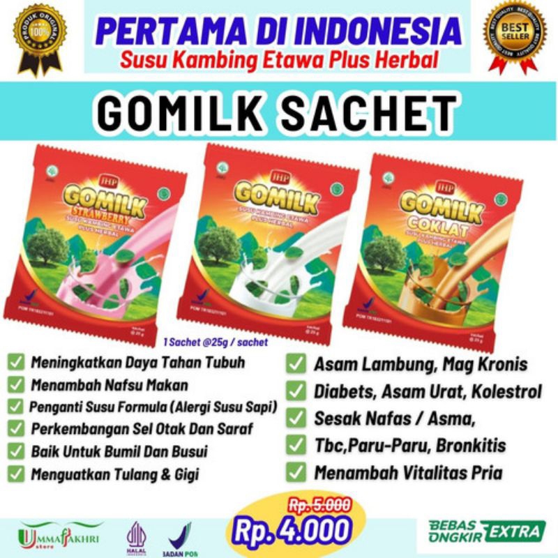 

Gomilk Susu Kambing Etawa Kemasan Sachet