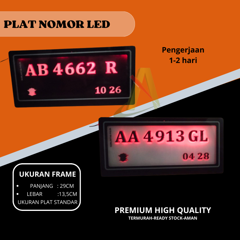 PLAT NOMOR MOTOR DENGAN DENGAN COVER DAN LED/PLAT NOMOR MOTOR NYALA/PLAT MOTOR LED KEKINIAN