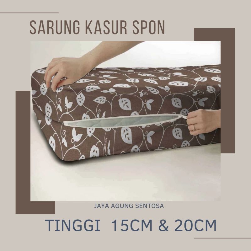 SARUNG KASUR BUSA/SPON - SPREI RESLETING BAHAN DISPERSE TINGGI 15CM MOTIF