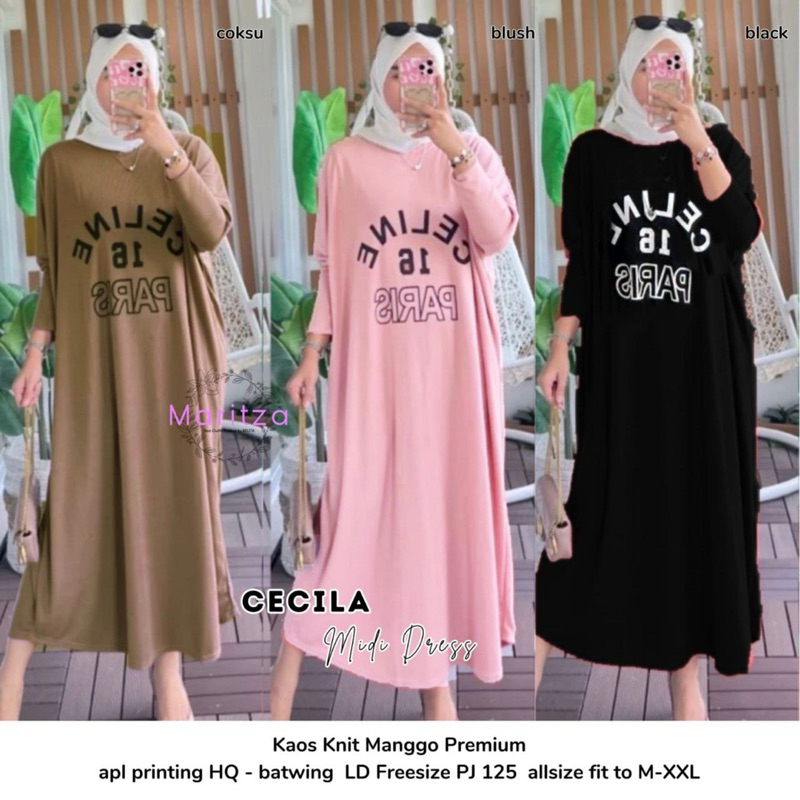 CECILA MIDI DRESS BATWING KAOS KNIT PREMIUM 2912