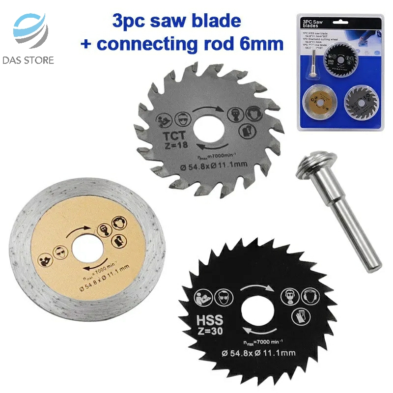 Mata Bor Mini Gerinda Kayu Jigsaw 3pcs AS  6MM Circular Saw Blade Multi Cutter 11.1 mm
