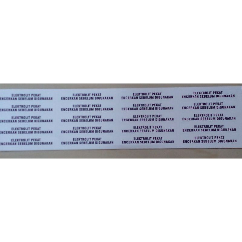 

stiker label elektrolit pekat putih