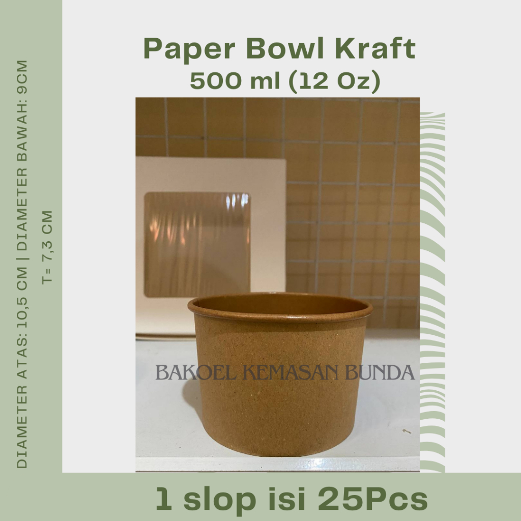 Paper Bowl KRAFT Nesto 500ml / Wadah Makanan / Mangkok Kraft