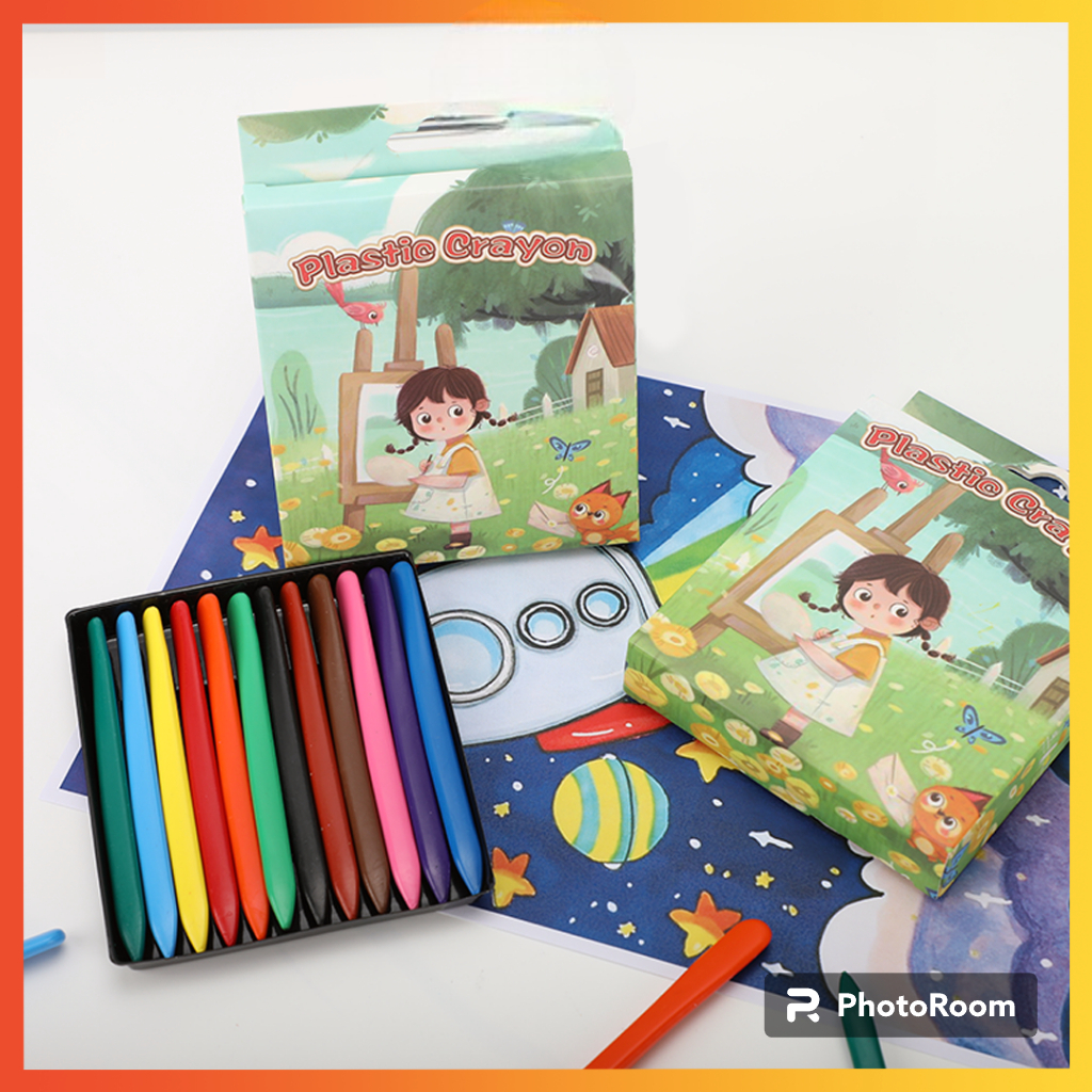 

Aimilo Crayon Set Krayon Plastik 12/24 Warna Cerah Bentuk Segitiga Ergonomis Tidak Beracun