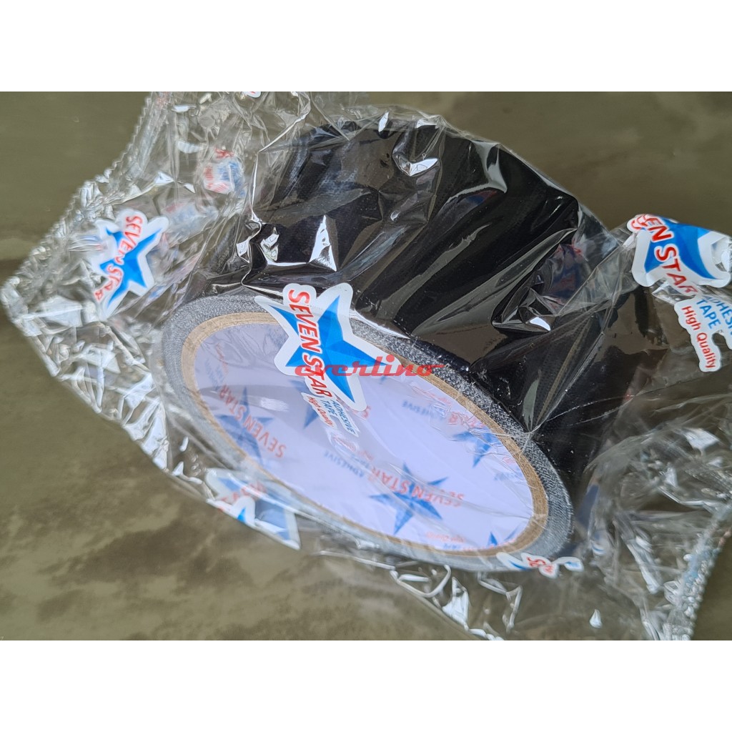 

berkah Kain Cloth SEVEN STAR tape 48 mm x 6 m warna HITAM BLACK isolasi solasi selotip isolatip lakban plakban jilid besar 48mm 2" 2 inch