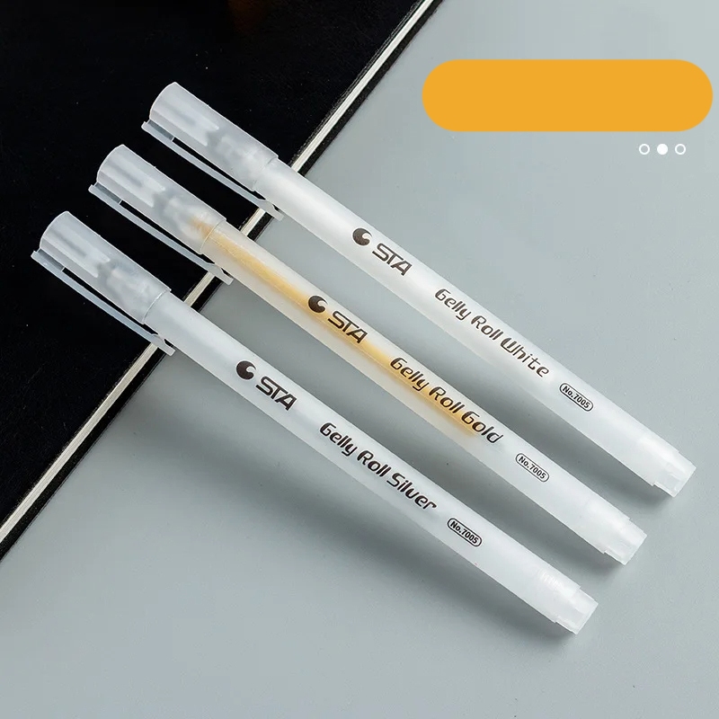 

[Artopia] 1pcs Bolpen Highlighter Gel Pen STA 7005 Putih Gold Silver White