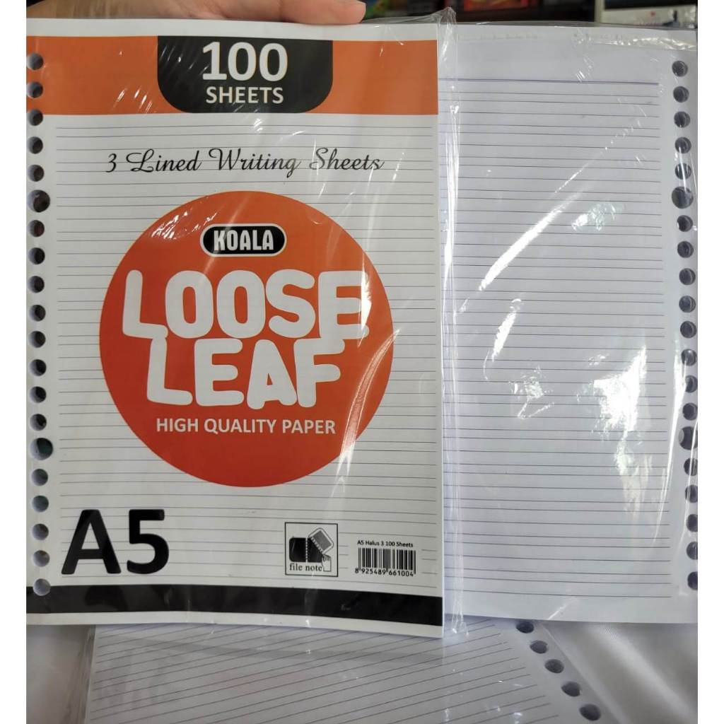 

LOOSE LEAF A5 3 LINE LOOSE LEAF TULIS HALUS A5 100 LBR