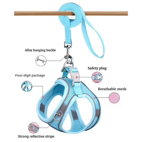 Rompi Anjing Rompi Kucing Tali Tuntun Hewan Tali Kucing Harness