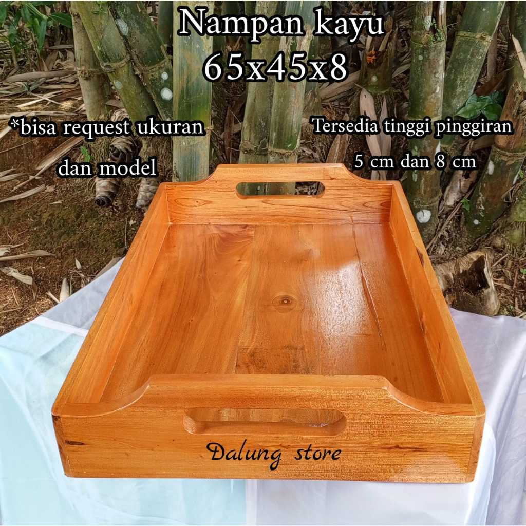 nampan kayu baki penyaji makanan dan minuman 65x45x8