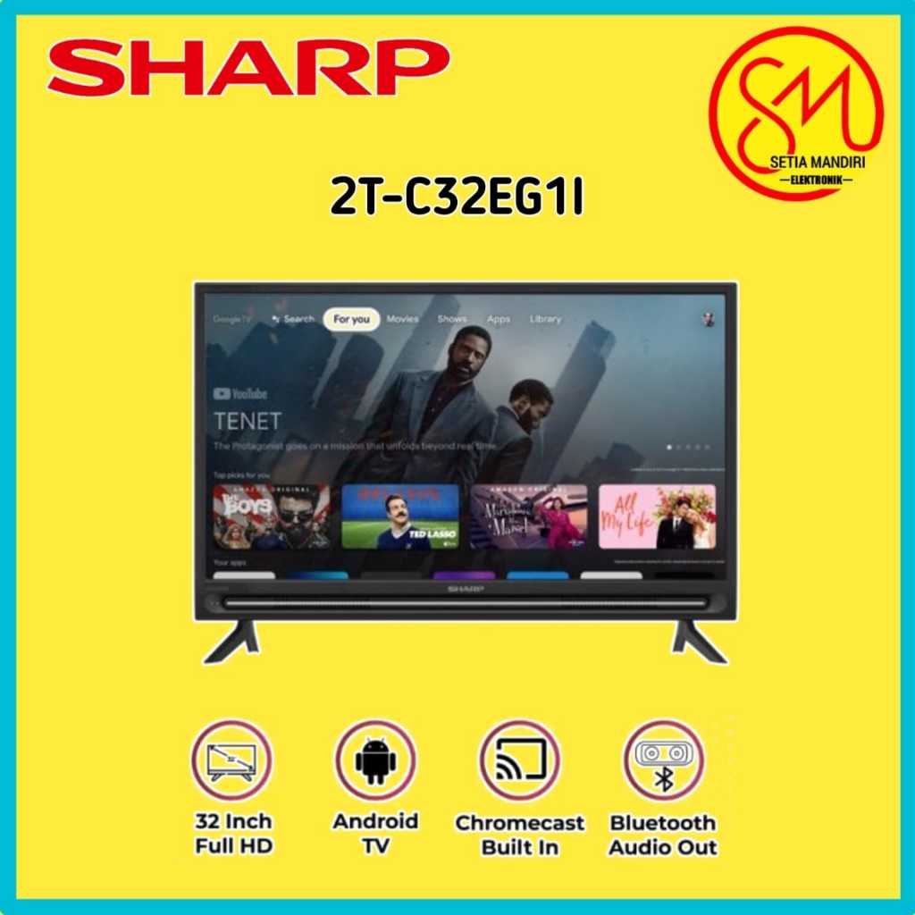 [KARGO] SHARP Smart Google TV LED 32 Inch HD-Ready Digital DVB-T2 Chromecast 2T-C32EG1i