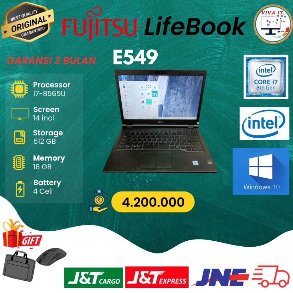 LAPTOP FUJITSU LIFEBOOK E549/ Core i7-8 GEN/ RAM 16 GB/ SSD 512 GB