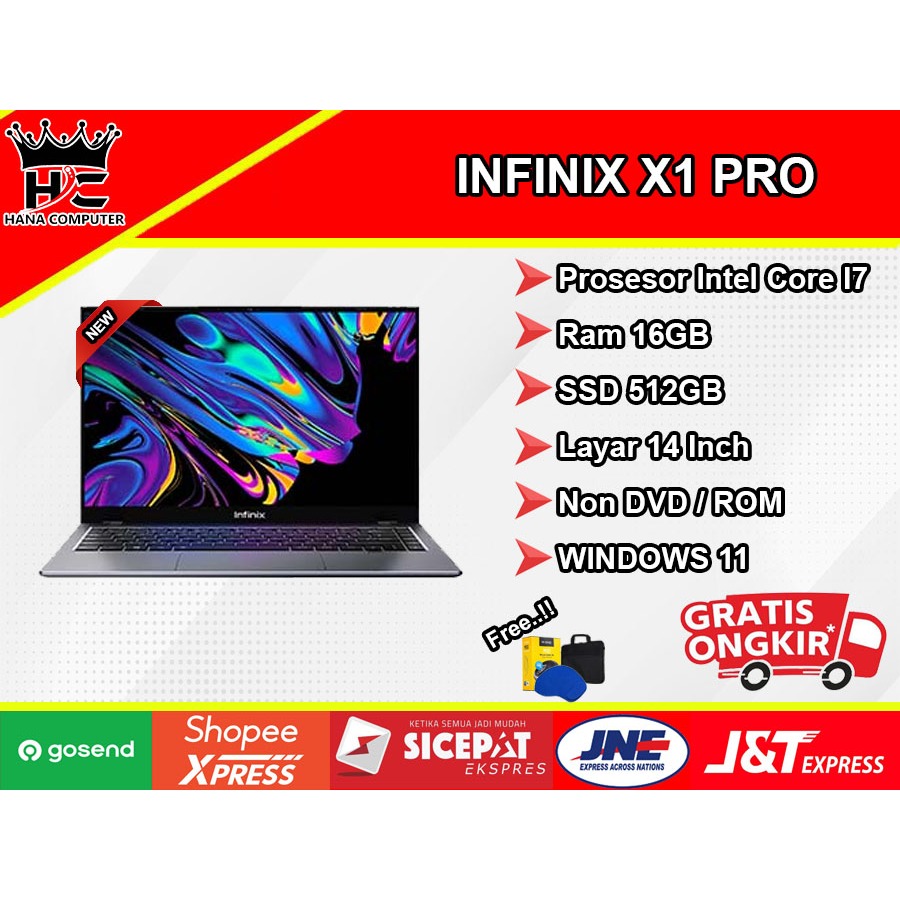 INFINIX X1 PRO INTEL CORE I7 105G7 RAM 16GB SSD 512GB WIN 11 14INCH