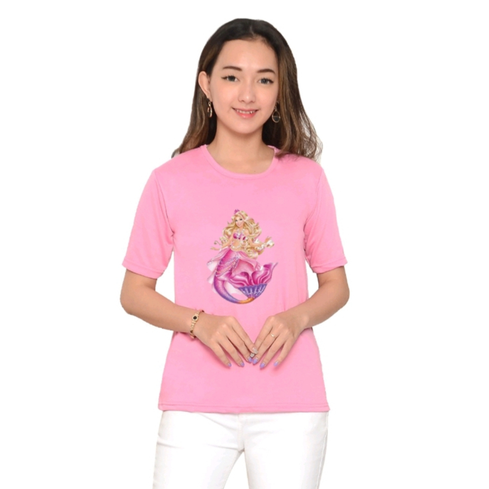 KB135 KAOS WANITA PUTRI DUYUNG BAHAN BABYTERRY UKURAN M SAMPAI 3XL kaos dewasa wanita marmaid barbie