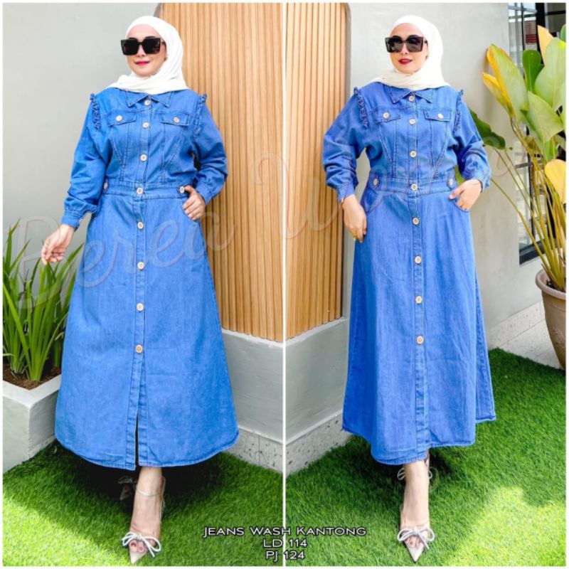 midi dress/long tunik soft jeans original Berea woman