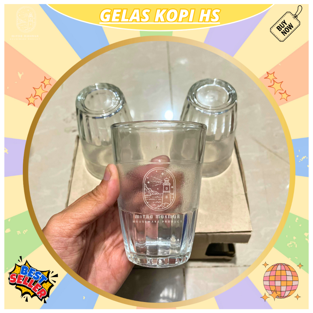 Gelas Kopi Teh Polos / Gelas Kopi Teh Gagang / Gelas Kaca / Gelas Warkop