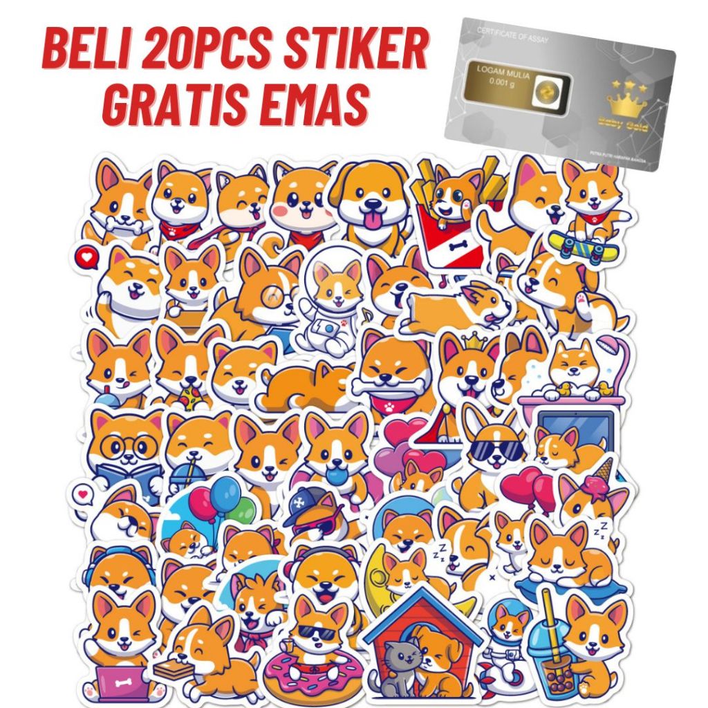 

50 PCS - Stiker Cute Doggy / Stiker Anak / Stiker Koper