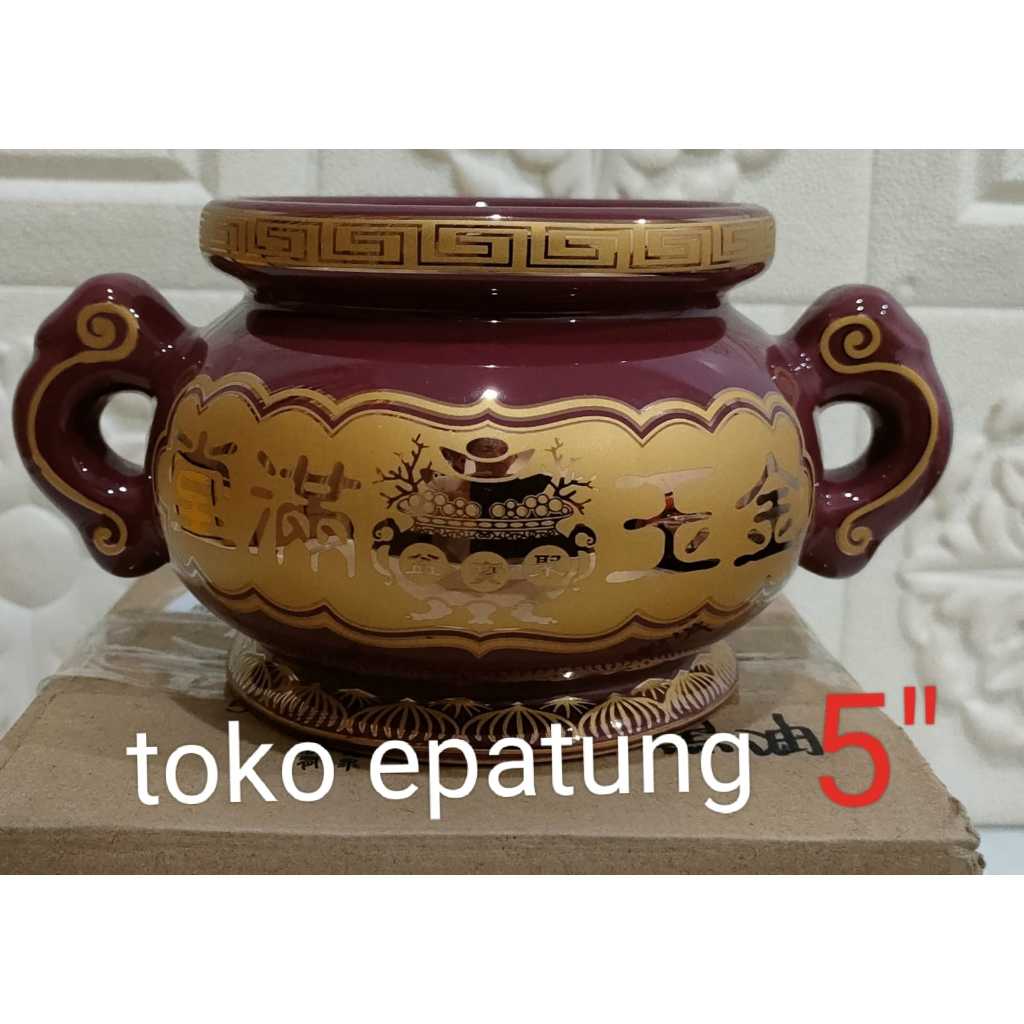 hio lo / hiolo leluhur / hiolo co sien - keramik - 5 inch - maroon - g