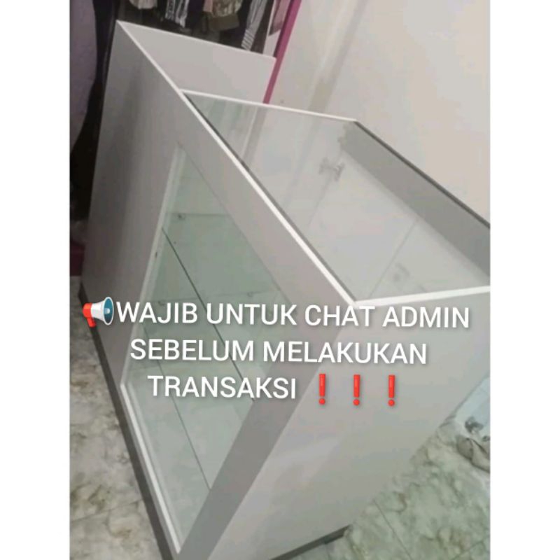 MEJA KASIR ETALASE KACA MEJA KASIR KACA MEJA COUNTER MEJA TOKO PUTIH