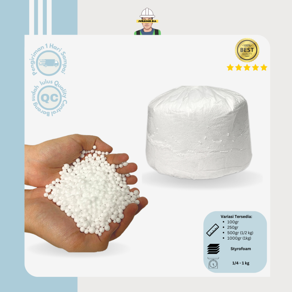 ISI BEAN BAG/BUTIRAN BIJI STYROFOAM/GABUS/STYROFOAM SUPER-PUTIH 1KG