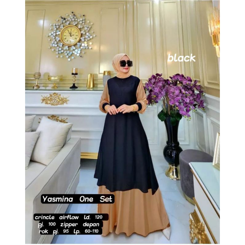BAJU WANITA JUMBO LD 120 cm YASMINA SETELAN TUNIK PLUS ROK WANITA