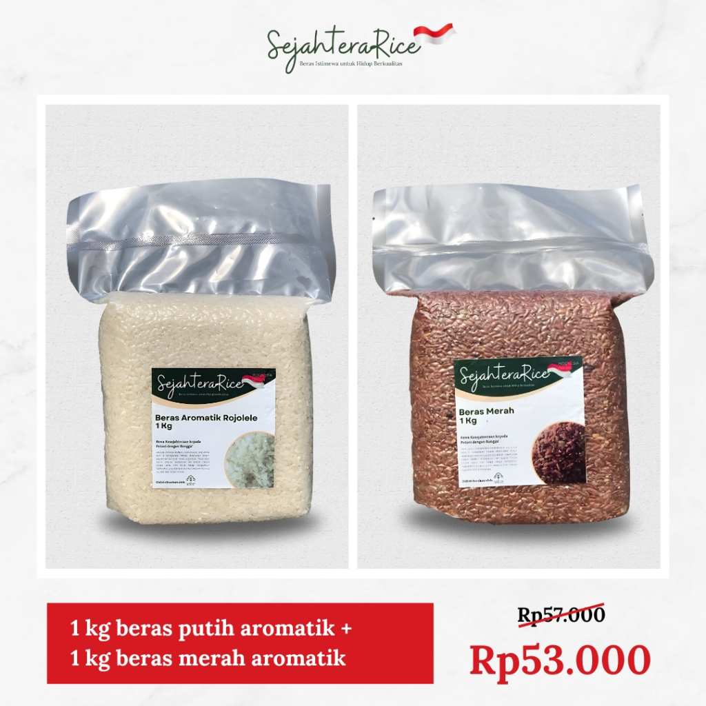 

PAKET PROMO Bundling 1kg Beras Putih + 1kg Beras Merah